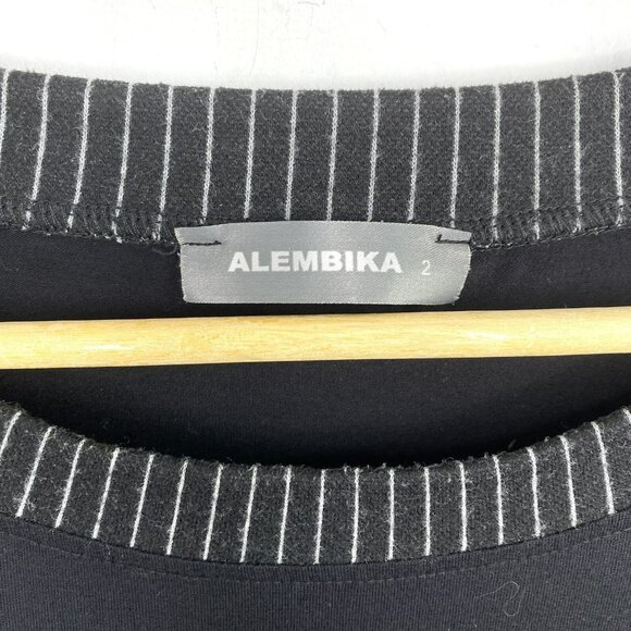 Alembika Top Womens Size Small Oversize Black Long Sleeve Boat Neck Lagenlook - Picture 2 of 4